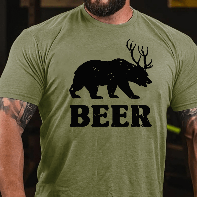 Bear Deer Funny Cotton T-shirt