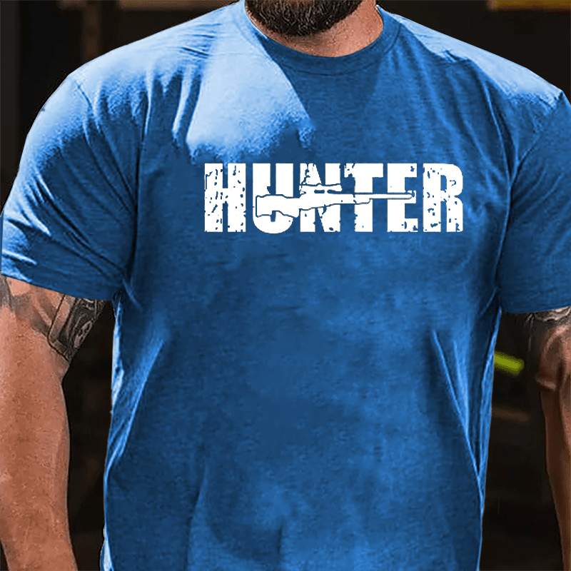 Hunter Gun Print Cotton T-shirt