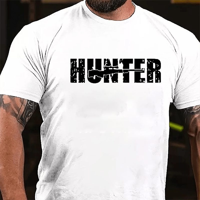 Hunter Gun Print Cotton T-shirt