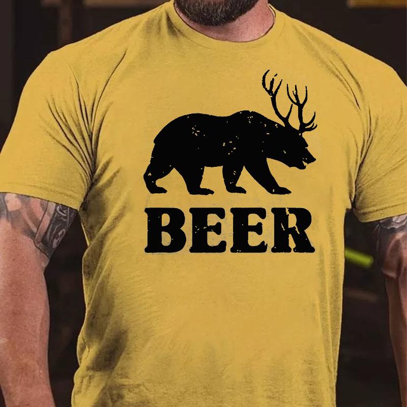 Bear Beer Graphic Funny Cotton T-shirt