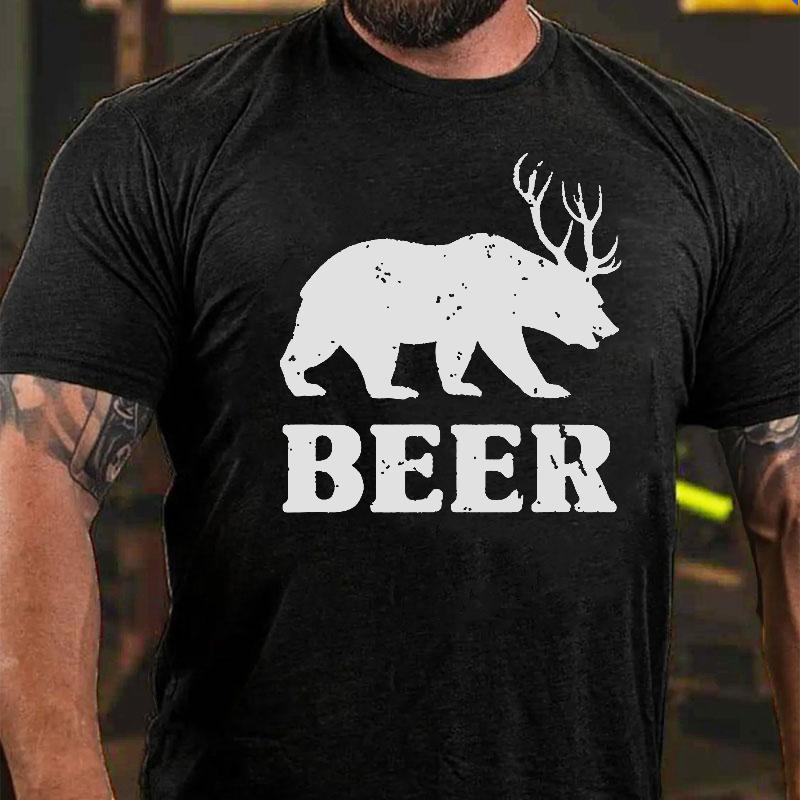 Bear Beer Graphic Funny Cotton T-shirt