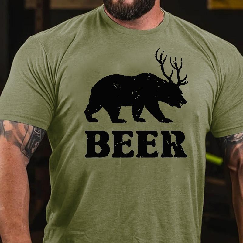 Bear Beer Graphic Funny Cotton T-shirt