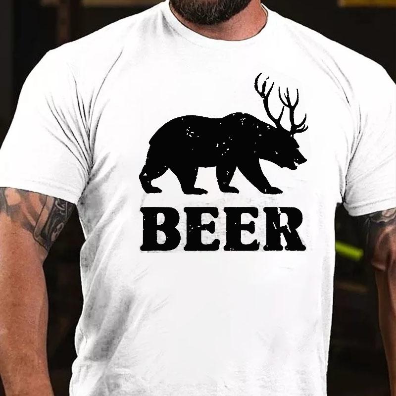 Bear Beer Graphic Funny Cotton T-shirt