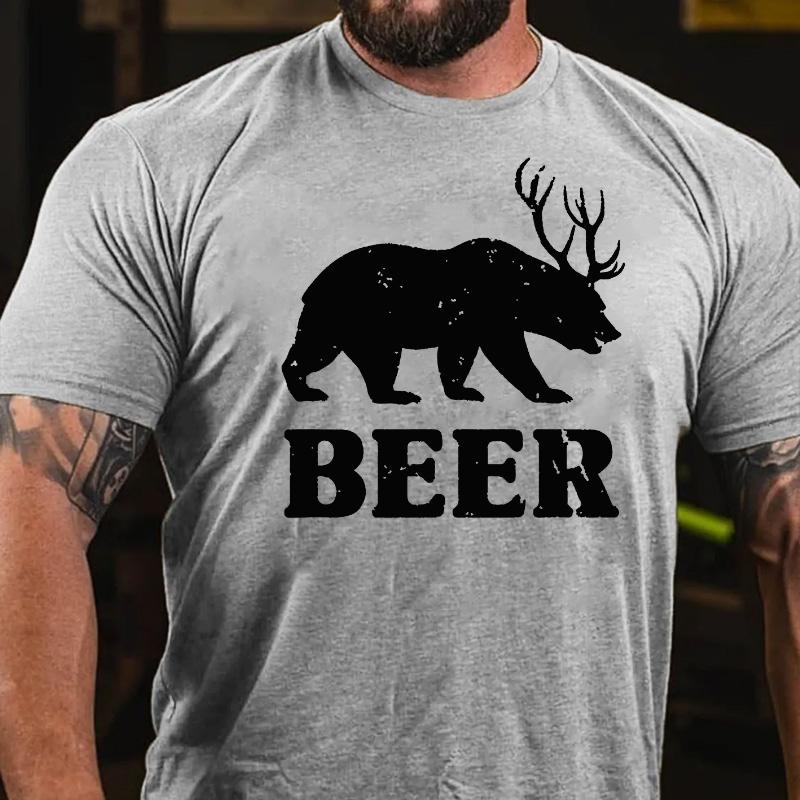 Bear Beer Graphic Funny Cotton T-shirt