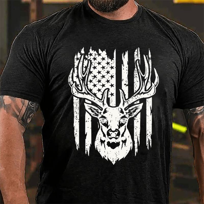 American Flag Deer Hunting Cotton T-shirt