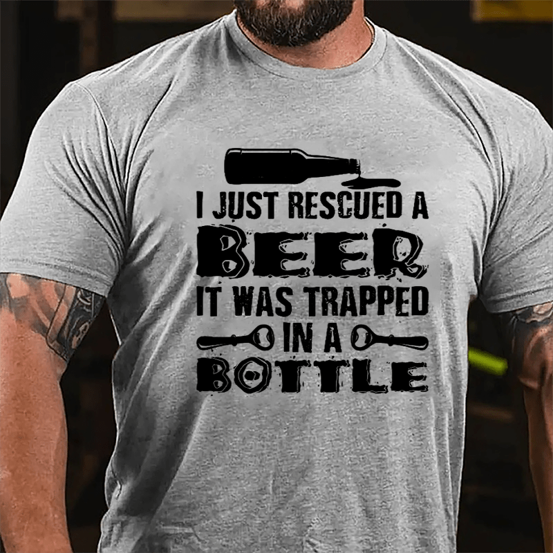 I Just Rescued A Beer It Was Trapped In A Bottle Men's Cotton T-shirt