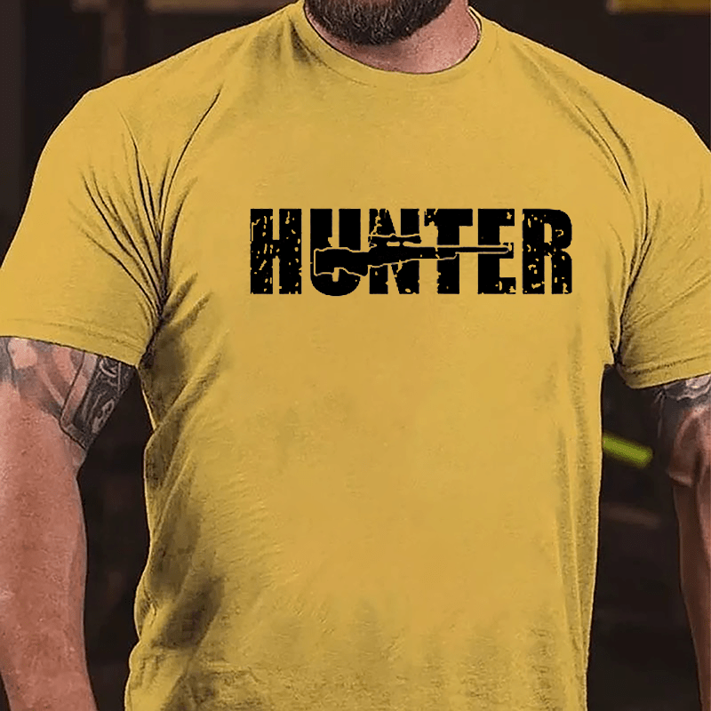 Hunter Gun Print Cotton T-shirt